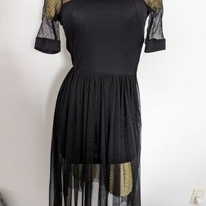 H&M Black Sheer Sleeved Dress
